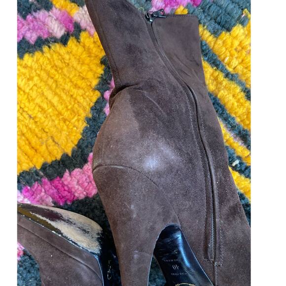 Prada Rich Brown Suede High Platform Boots Fall Essential Y2K ~ Sz 40 10 - Picture 7 of 7